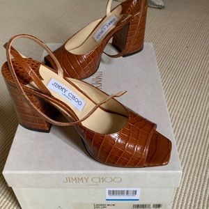 Jimmy Choo SZ 38 Croc Embossed Sandals